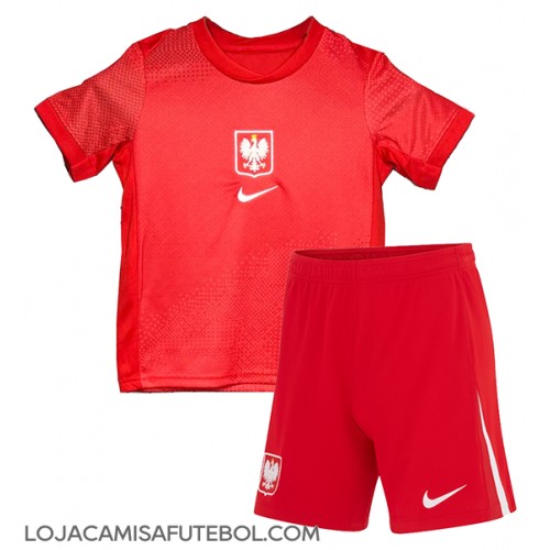 Camisa de Futebol Polónia Equipamento Secundário Infantil Europeu 2024 Manga Curta (+ Calças curtas)